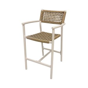 Taburete de exterior Monic de aluminio beige + PE rattan