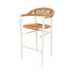 Taburete de exterior Dante de aluminio beige + PE rattan
