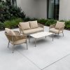 Set sala de exterior Mila 4pcs aluminio taupe+PE rattan