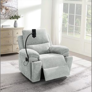 Reclinable Tasha gris mecedor+giratorio c/soporte de celular