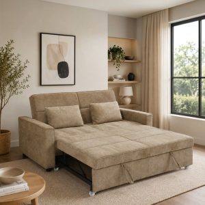 Sofá cama pull out Jonah de tela taupe