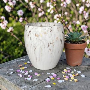 Macetero Gaia fibra mineral efecto mármol blanco H:50cm
