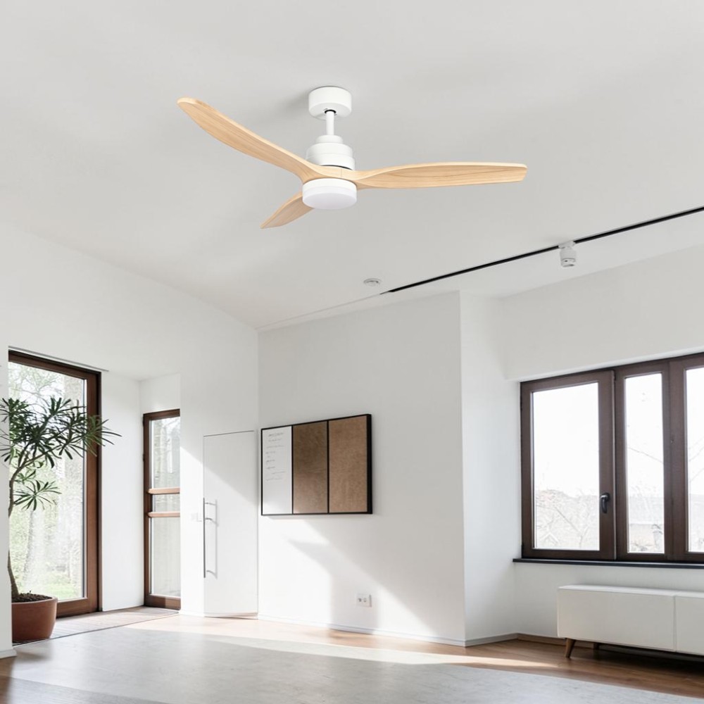 Ventilador Smart Malaga 52" Blanco/maple c/control +led 3CCT