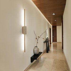 Aplique LED de pared Yara dorado +detalle piedra blanca 16W