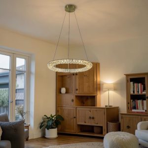 Lámpara LED colgante Charly dorado luz cálida 32W