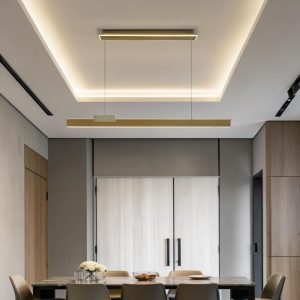 Lámpara LED colgante Yara dorado +detalle piedra blanca 56W