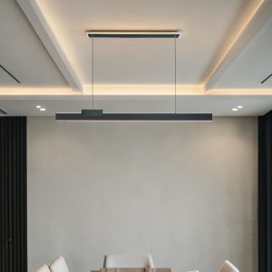 Lámpara LED colgante Yara negro +detalle piedra verde 56W