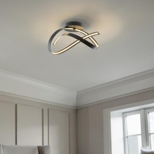 Lámpara LED de tumbado Zen negro luz cálida 26W