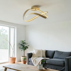 Lámpara LED de tumbado Zen dorado luz cálida 26W