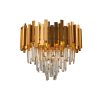 LAMPARA DE TUMBADO SARA METAL DORADO CRISTAL CLEAR 4L E14 160W 40X40X35CM