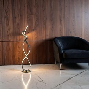 Lámpara LED de pedestal River negro luz cálida 36W