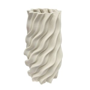 Florero 30cm Twister de cerámica blanco