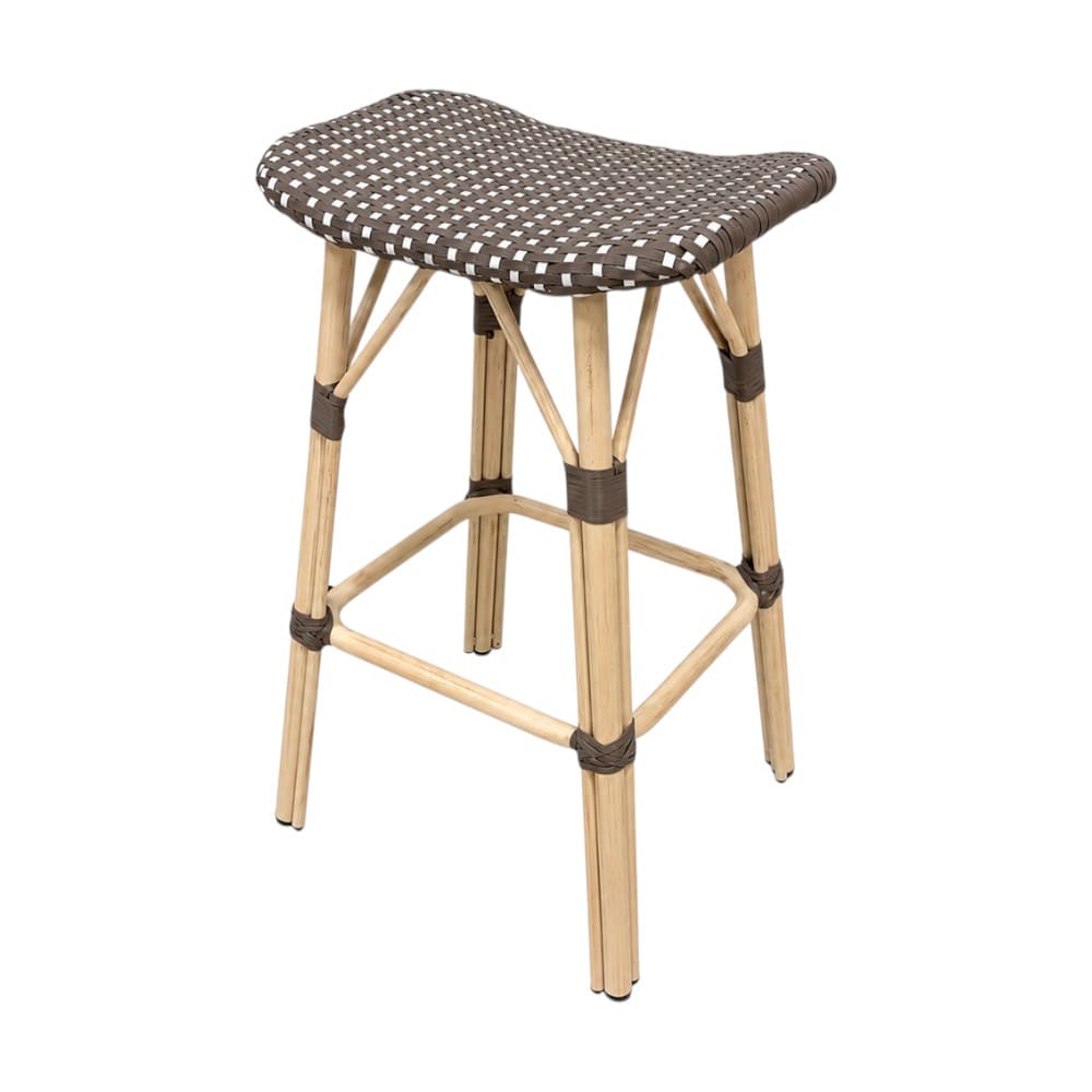Taburete sin respaldar Gael aluminio taupe + PE rattan