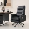Silla oficina giratoria reclinable de tipo cuero negro